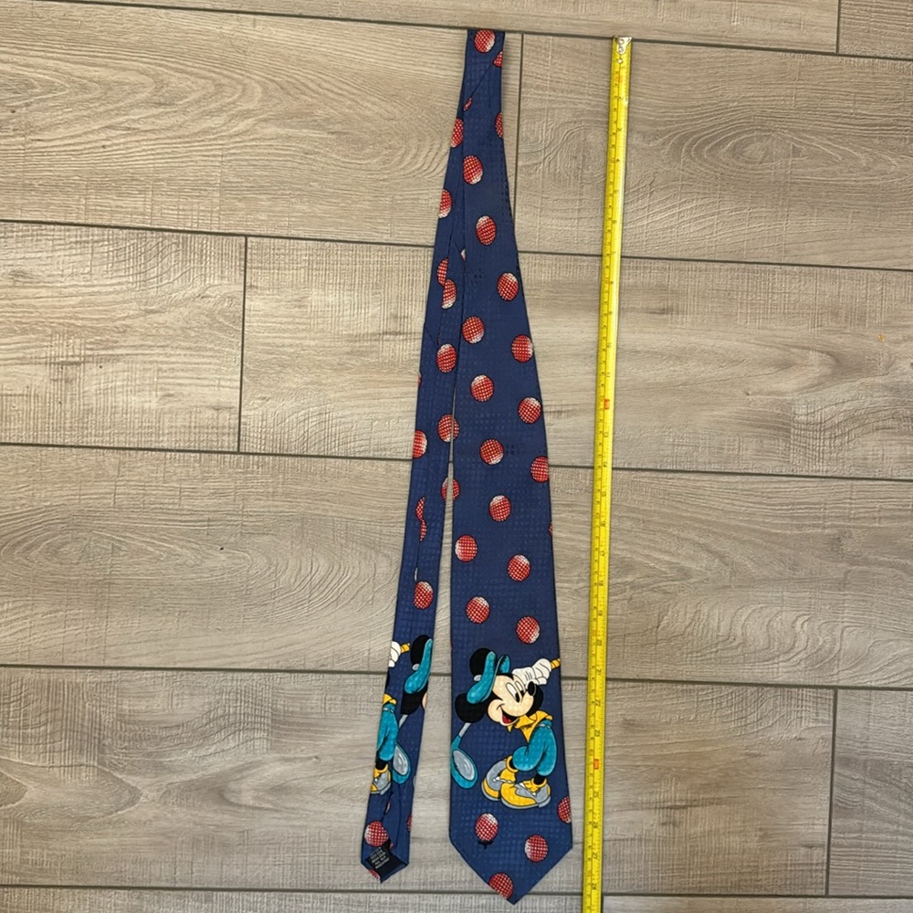 Disney Mickey & Co Mickey Mouse Golf tie 100% Silk Made in Italy Blue - Picture 10 of 11